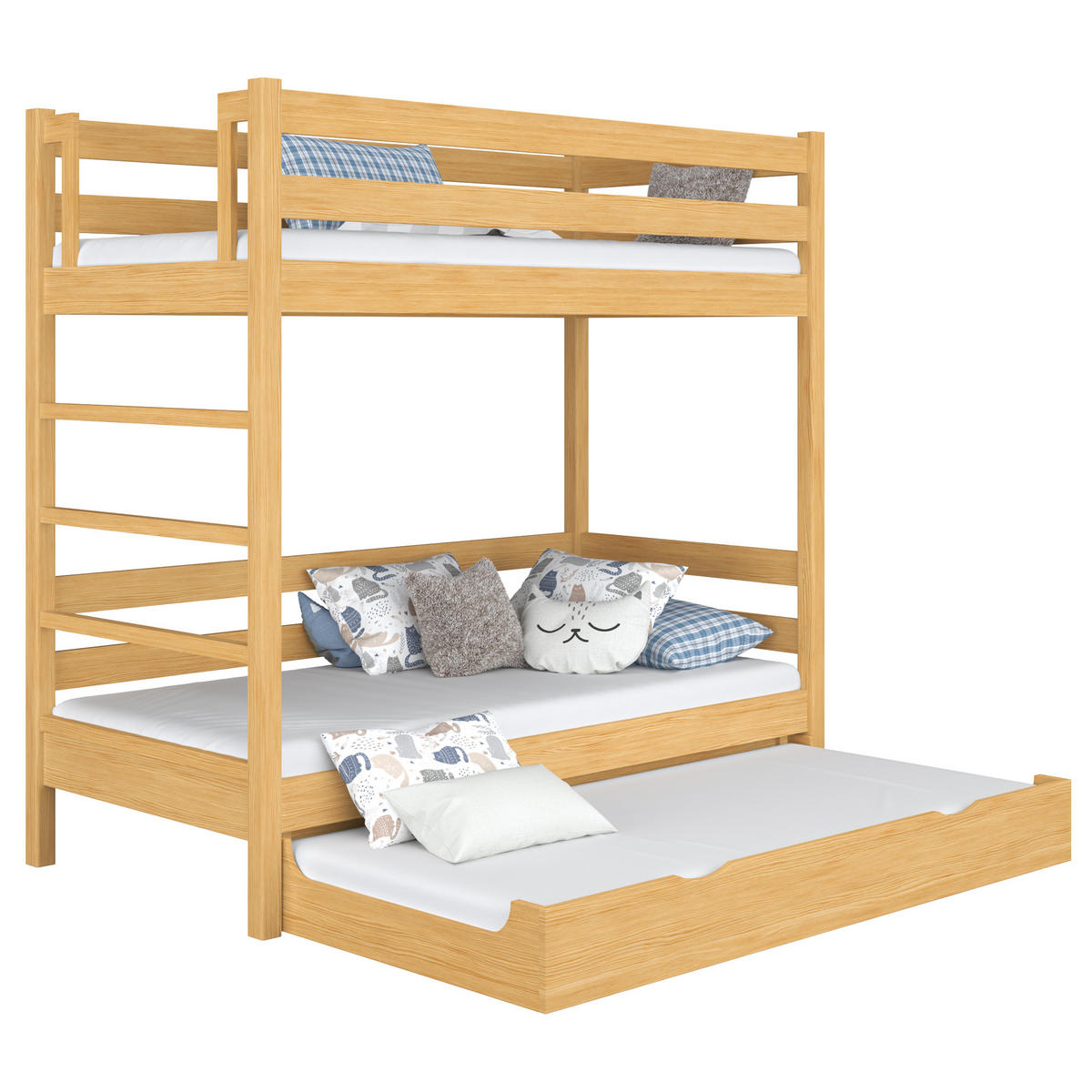 ETAGENBETT N03 mit Matratzenschublade Naturkiefer 100/190 - Hellbraun/Braun, Naturmaterialien/Holz (100/190cm) - N-Wood