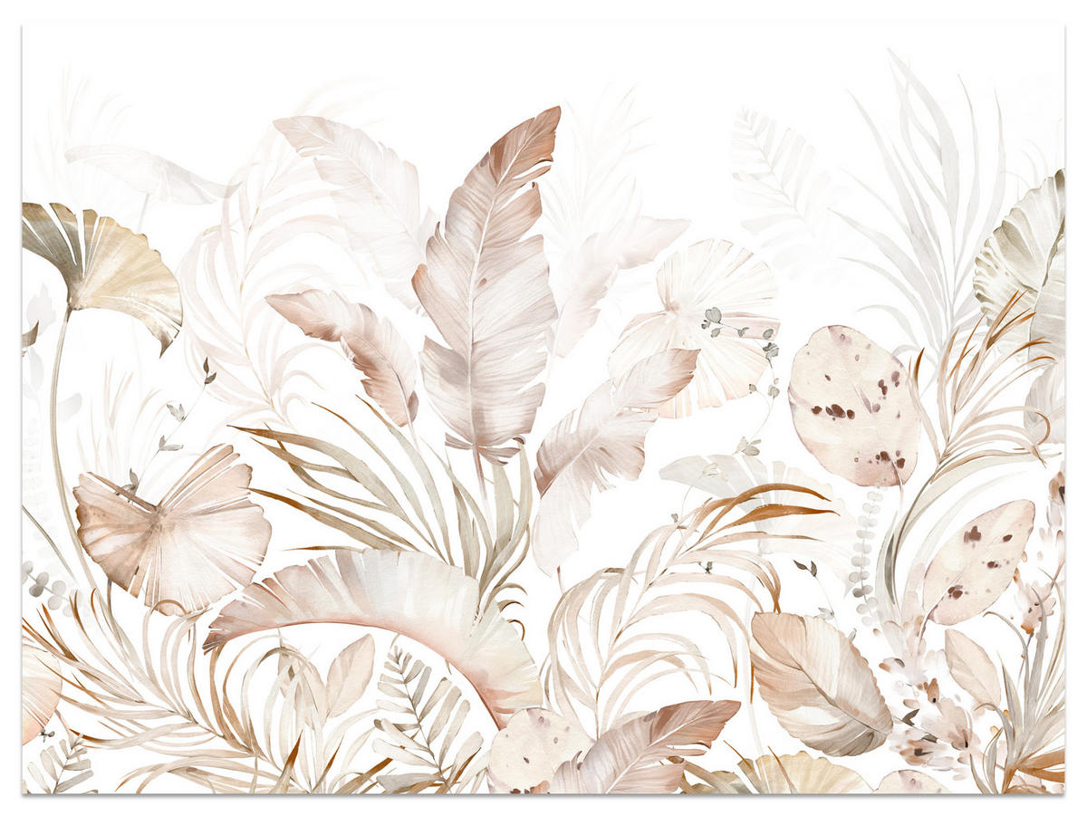 FOTOTAPETE für Esszimmer Beige Palmenblätter Tropisch Boho 250x175 - Beige/Orange, Papier (250/175cm) - Muralo