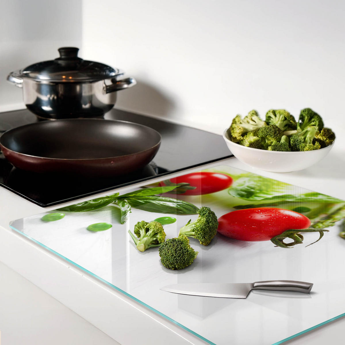 GLASPLATTE 60x52 cm Frisches Gemüse - Rot, Glas (60/0.4/52cm) - TULUP