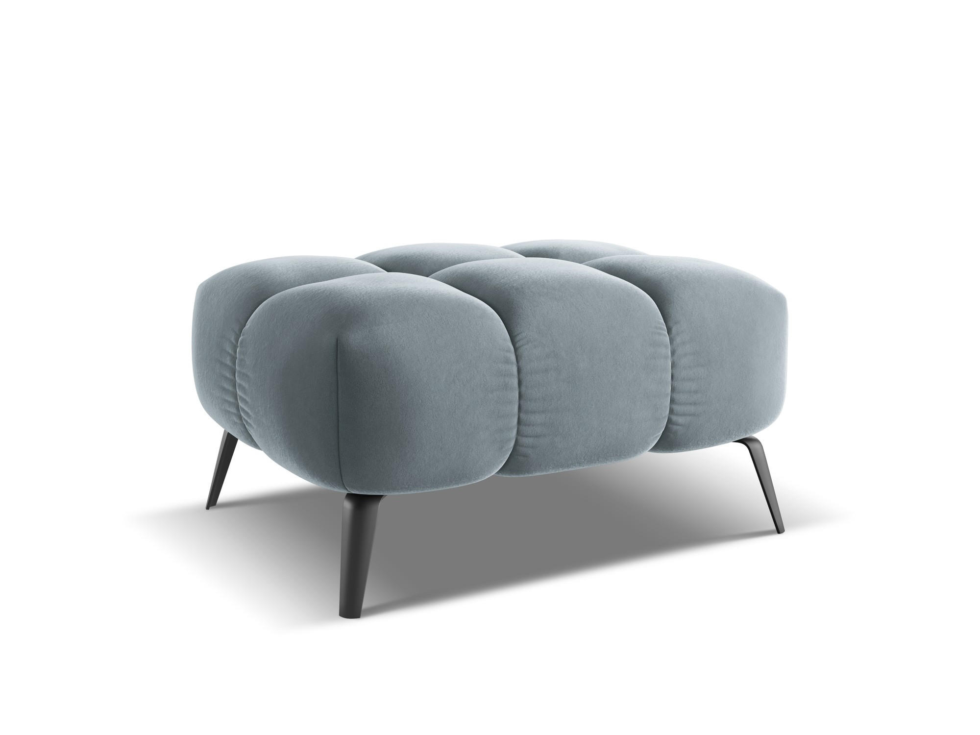 POUF Samt Stoff Blau - Blau/Schwarz, Textil/Metall (78/41/60cm) - Makamii