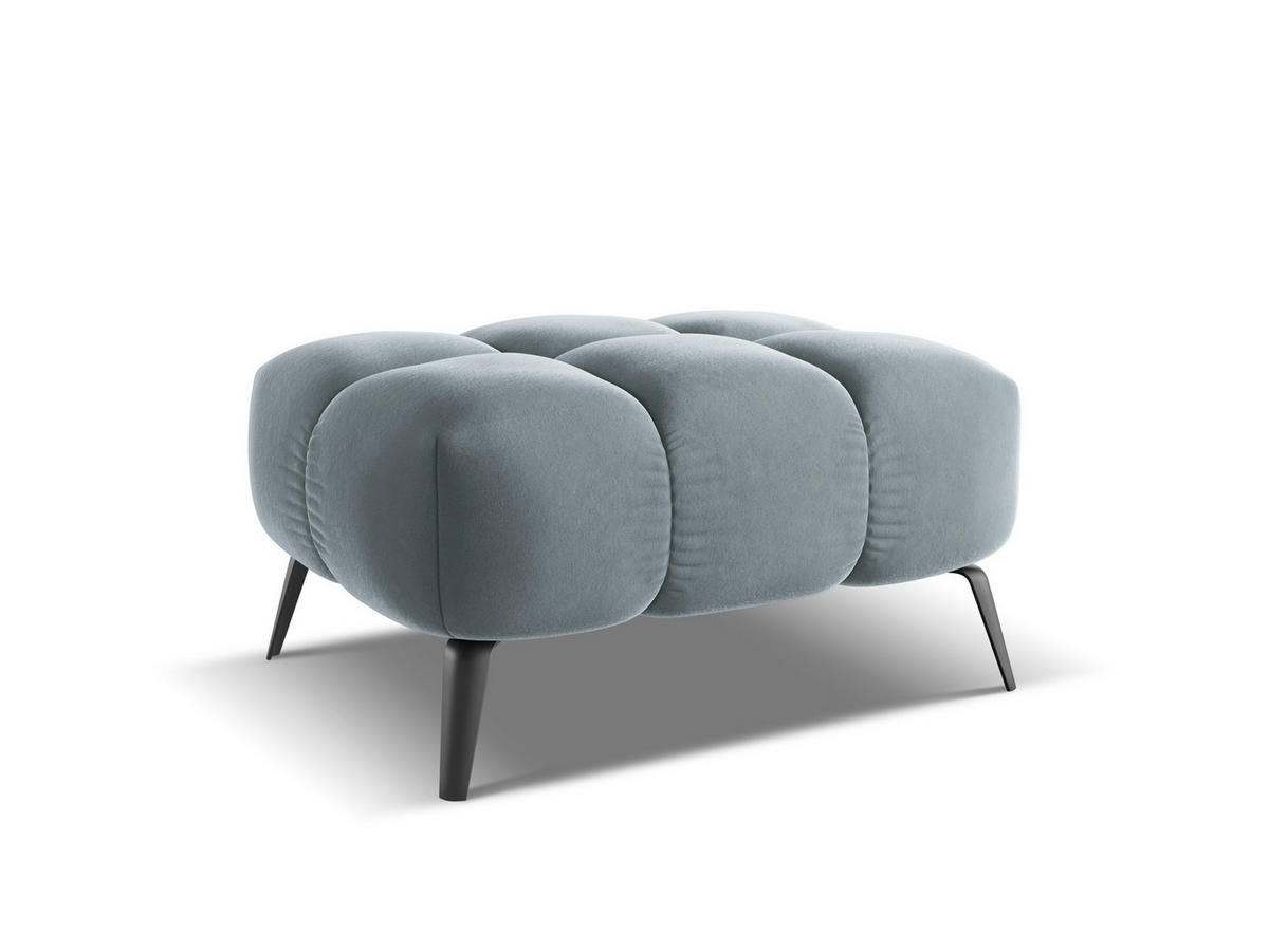 POUF Samt Stoff Blau - Blau/Schwarz, Textil/Metall (78/41/60cm) - Makamii