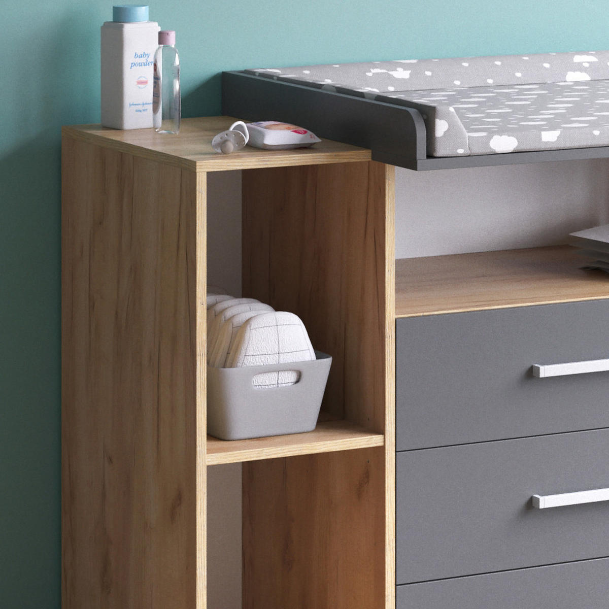 WICKELKOMMODE Oskar Goldkraft Eiche 113 x 100 cm - Anthrazit/Sonoma Eiche, Holzwerkstoff (113/100/53cm) - Vicco