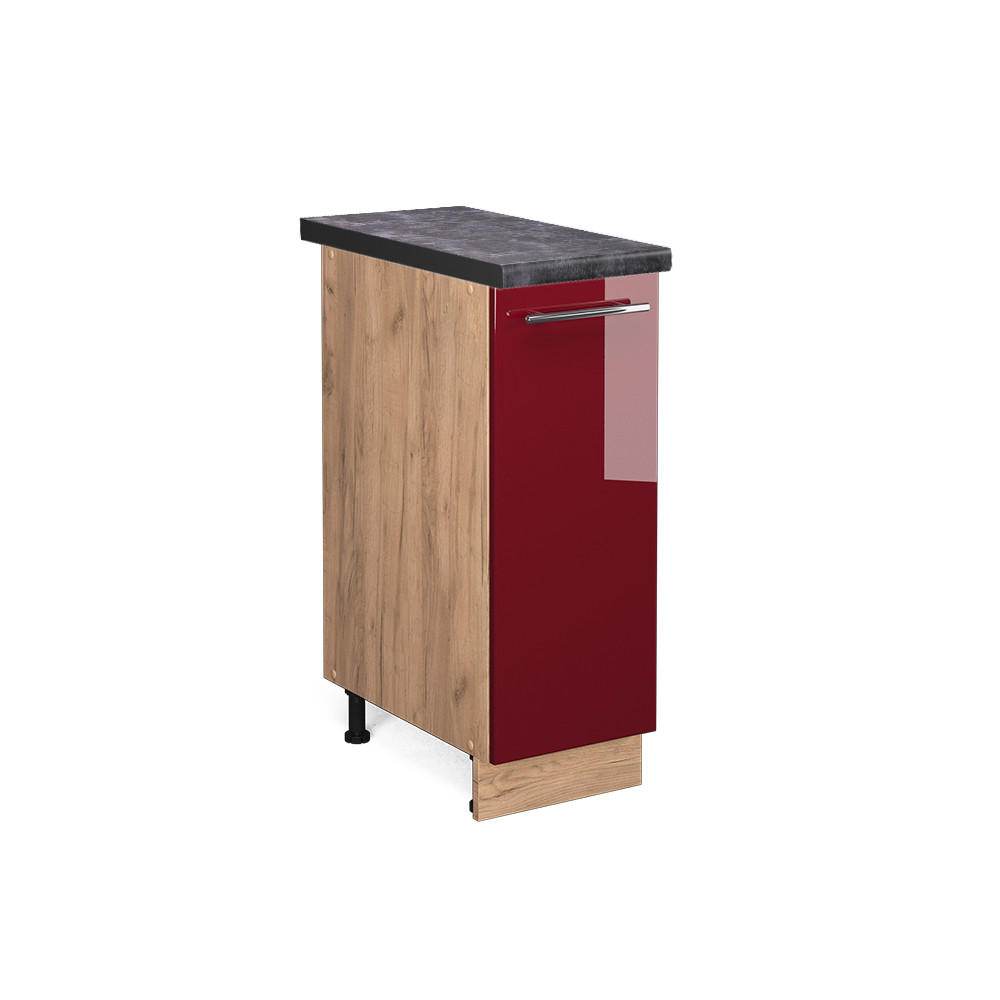 APOTHEKERUNTERSCHRANK Fame-Line Bordeaux Hochglanz 30 cm, AP Anthrazit - Honigeiche/Bordeaux, Holzwerkstoff (30/82/60cm) - Vicco