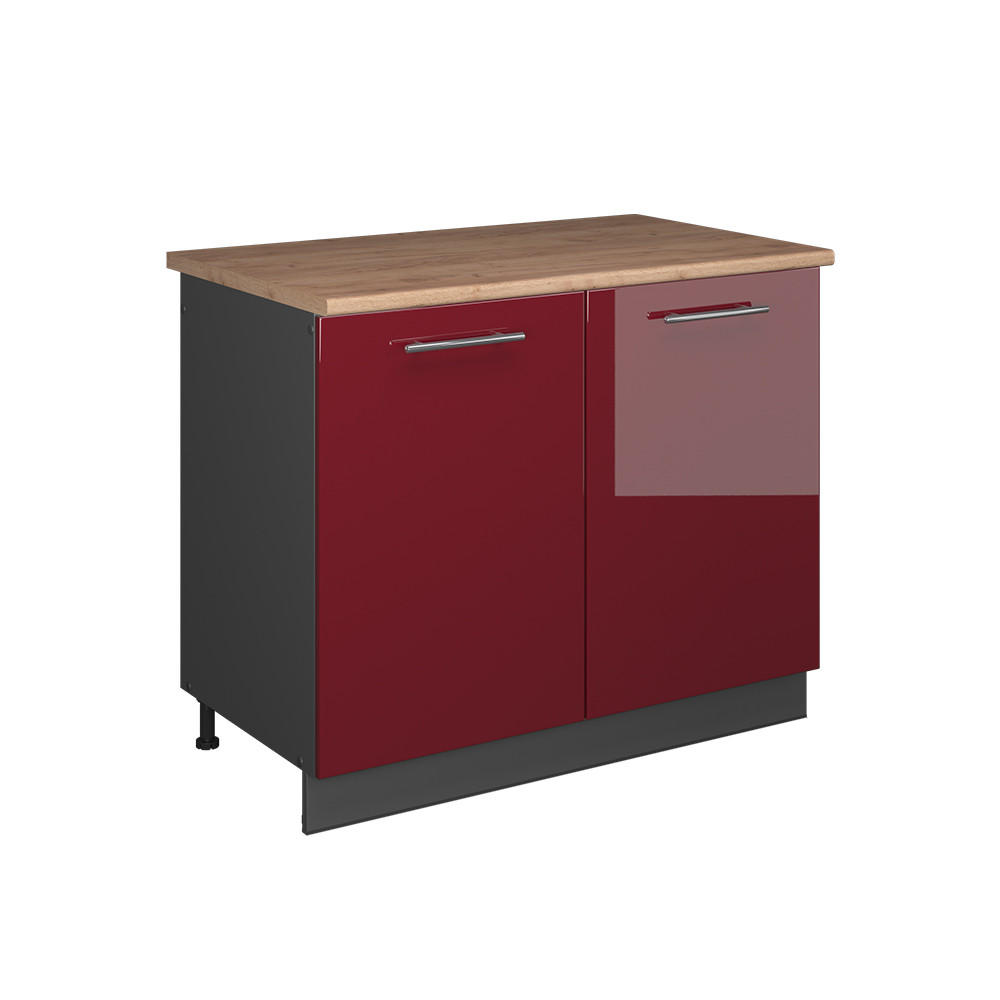DISKBÄNKSSKÅP Fame-Line, Bordeaux högblank/antracit, 100 cm, AP Oak Bordeaux, Antracit 82/100/60 cm