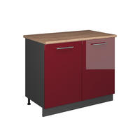 SPÜLENUNTERSCHRANK Fame-Line, Bordeaux Hochglanz/Anthrazit, 100 cm, AP Eiche - Bordeaux/Anthrazit, Holzwerkstoff (100/82/60cm) - Vicco
