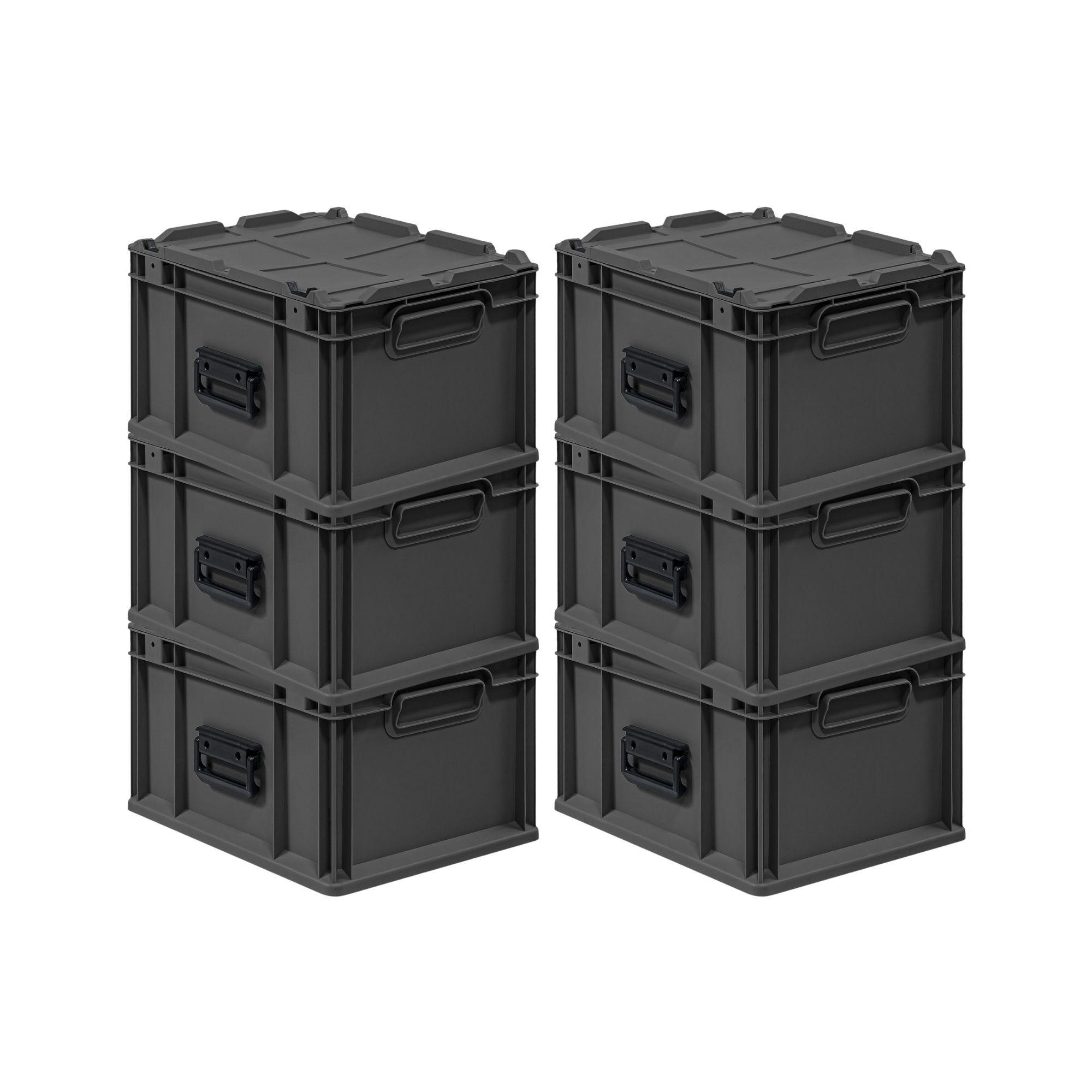 EUROBOX 6x NextGen Portable, HxBxT 23,5x30x40cm, 20 Liter, Schwarz - Schwarz, Kunststoff (30/23.5/40cm) - PROREGAL