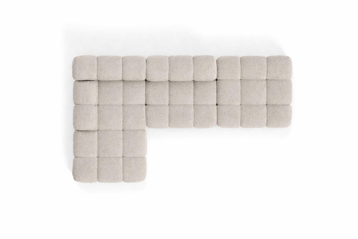 ECKSOFA L-Form Modular Mit Hocker, Bouclé-Stoff Abriamo, Beige, Links, Selia - Beige, Holz (285/160cm) - Kaiser Möbel