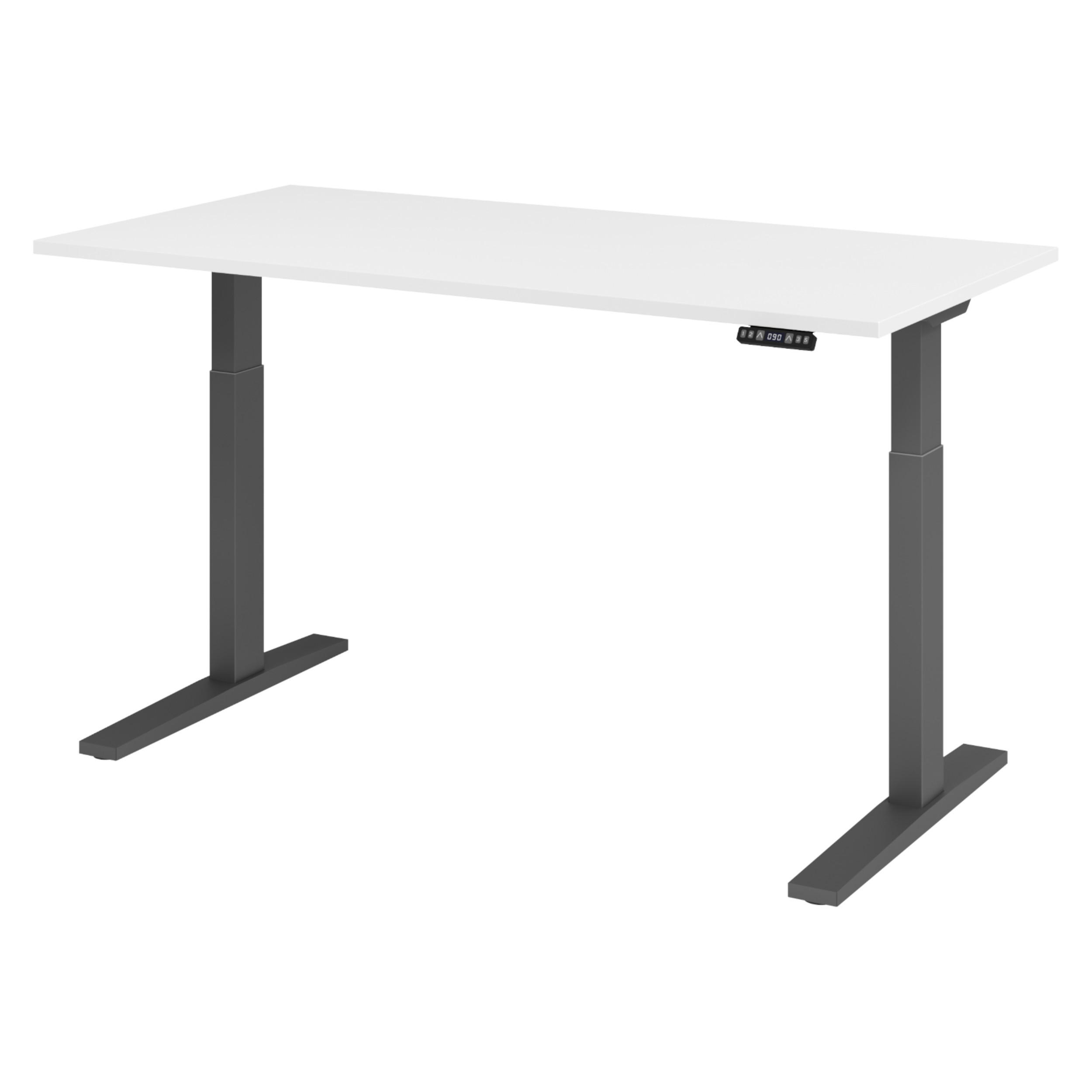 SCHREIBTISCH elektrisch XMKA 80/160/74 cm in Weiß/Graphitfarben - Graphitfarben/Weiß, Holzwerkstoff (80/160/74cm) - bümö