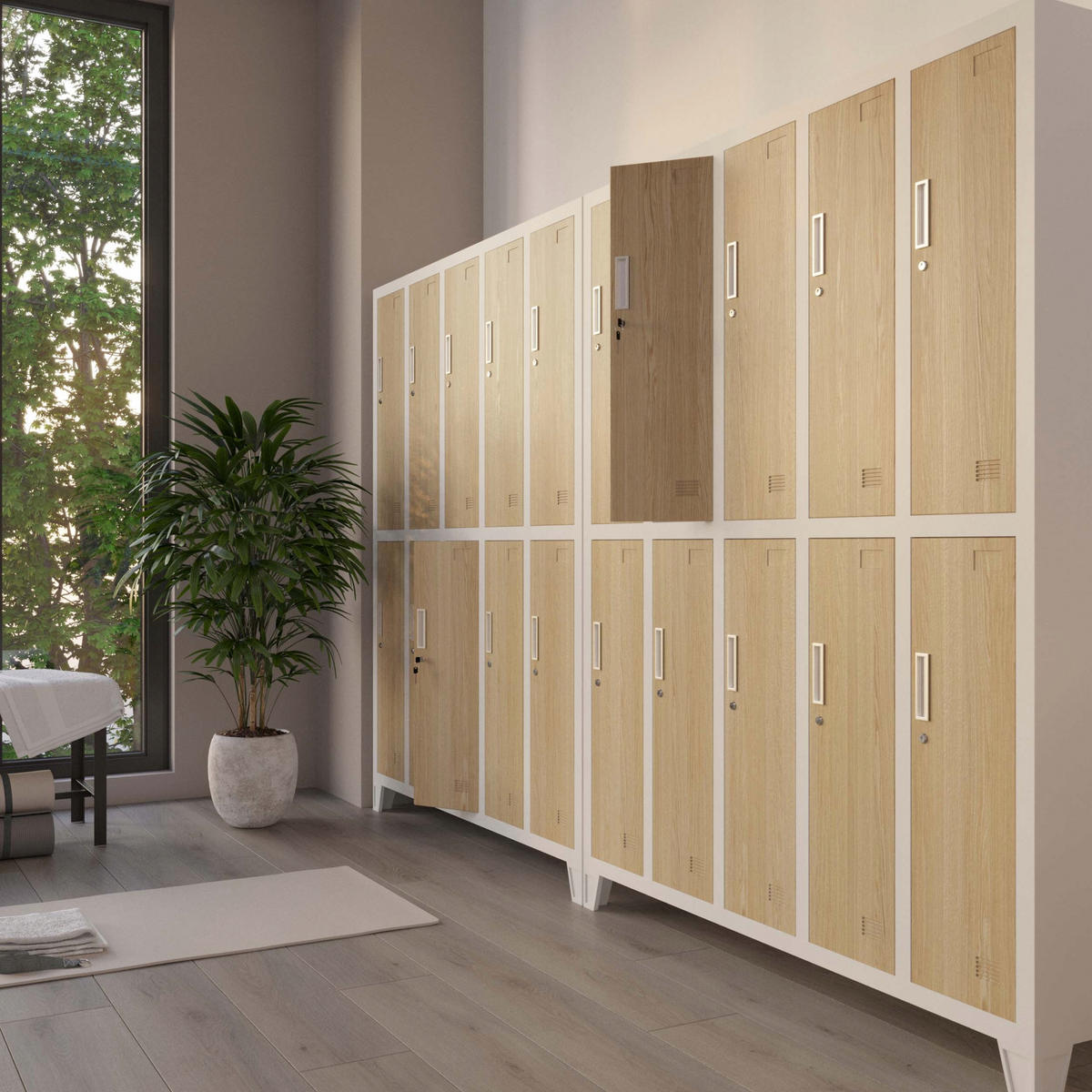 SCHLIESSFACHSCHRANK Bartek - Beige, Metall (136/172/45cm) - Jan Nowak