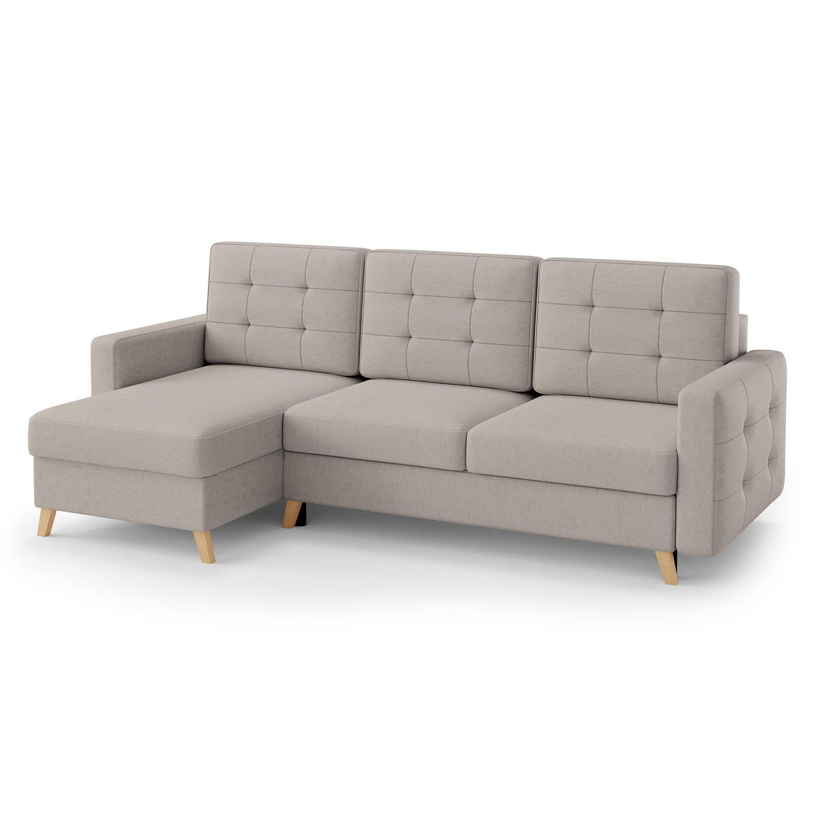 ECKSCHLAFSOFA Vinci mit universelle Ottomane, Cappuccino - Buchefarben/Cappuccino, Textil (236/151cm) - Beautysofa