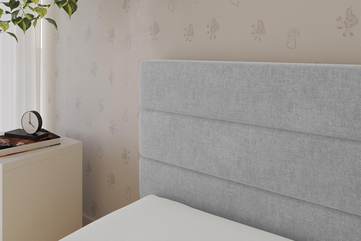 EINZELLBETT Jugendbett mit Bettkasten, Rechts - BEMY 90x200 Grau - Silberfarben, Holzwerkstoff/Textil (90/200cm) - ALTDECOR