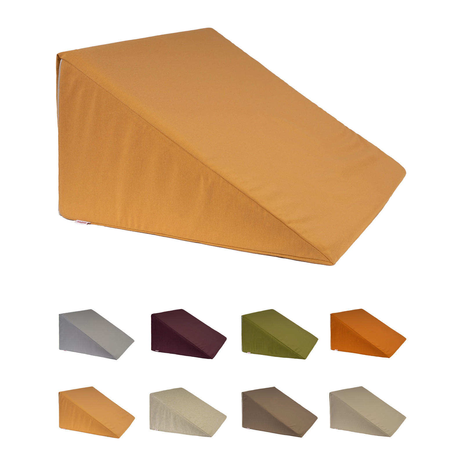 KEILKISSENHÜLLE Wunschton safran-gelb 62/49/30 cm - Gelb, Textil (49/62cm) - beties Heimtextil