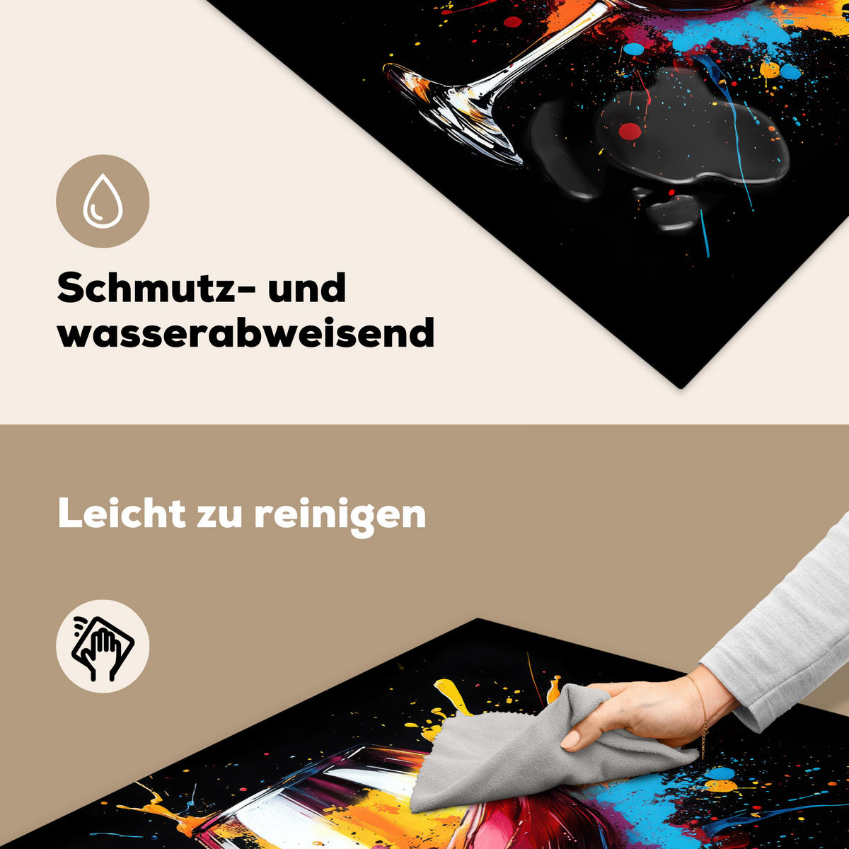 HERDABDECKPLATTE Wein - Glas - Graffiti - Getränk - Rot - Farbe 78x78 cm - Weinrot, Kunststoff (78/78/0.2cm) - MuchoWow