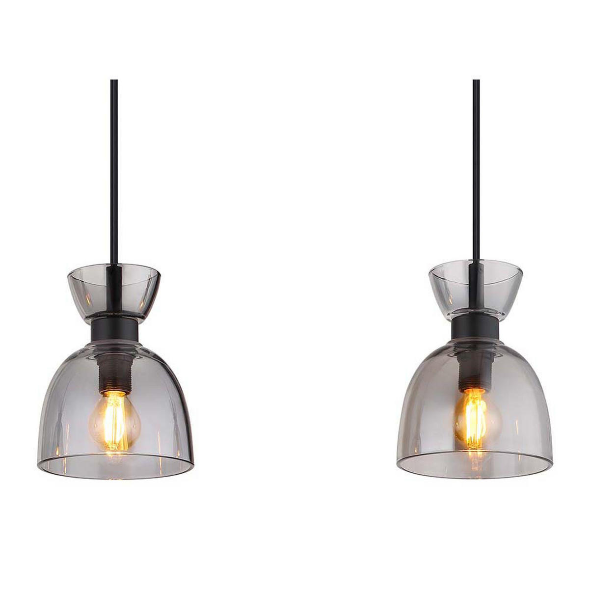 LED PENDELLEUCHTE Metall Glas Grau rauchfarbe - Schwarz, Glas (65/13/120cm) - Globo Lighting