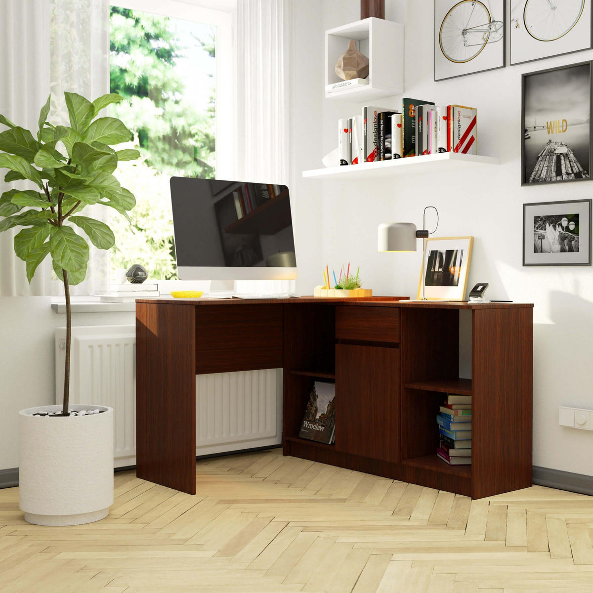 SCHREIBTISCH Dunkelbraun 79/120/126 - Dunkelbraun, Holzwerkstoff (126/120/79cm) - RAUMHIRSCH FURNITURE