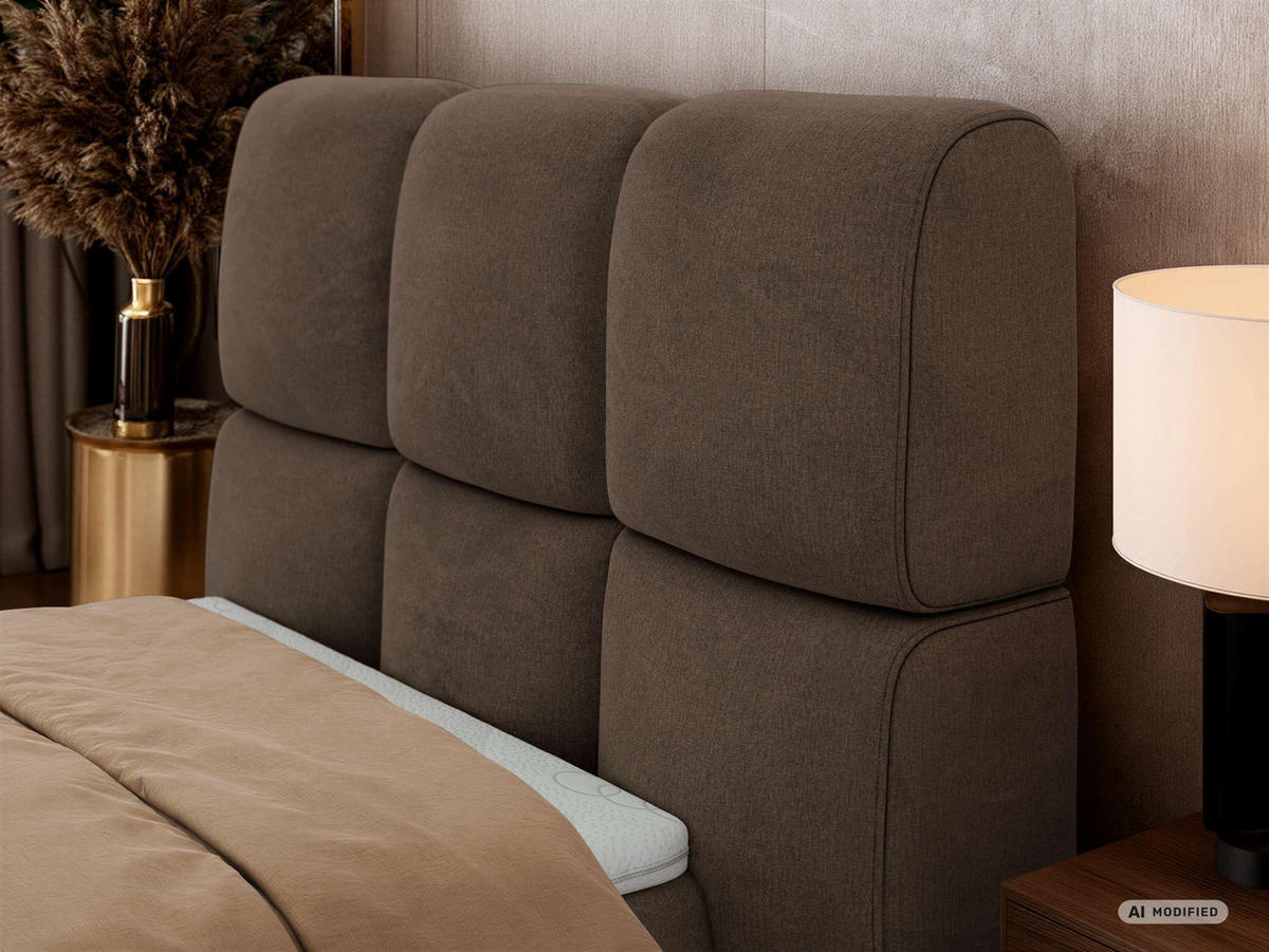 BOXBETT NIRA 90/200 - Braun Velvet - Topper Visco - H3 - Schwarz/Braun, Kunststoff/Textil (200/90cm) - MKS