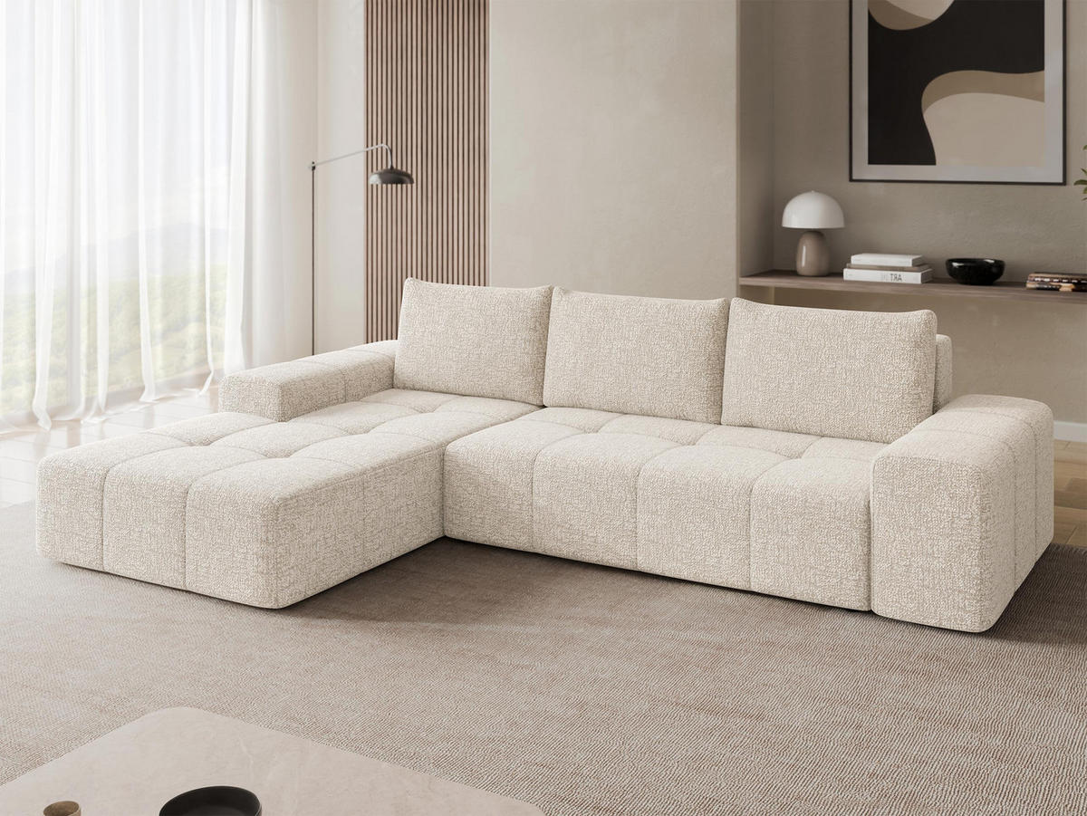 ECKSCHLAFSOFA Tonseo L, Seite: Links - Schwarz/Naturfarben, Holz/Kunststoff (275/173cm) - MIRJAN24