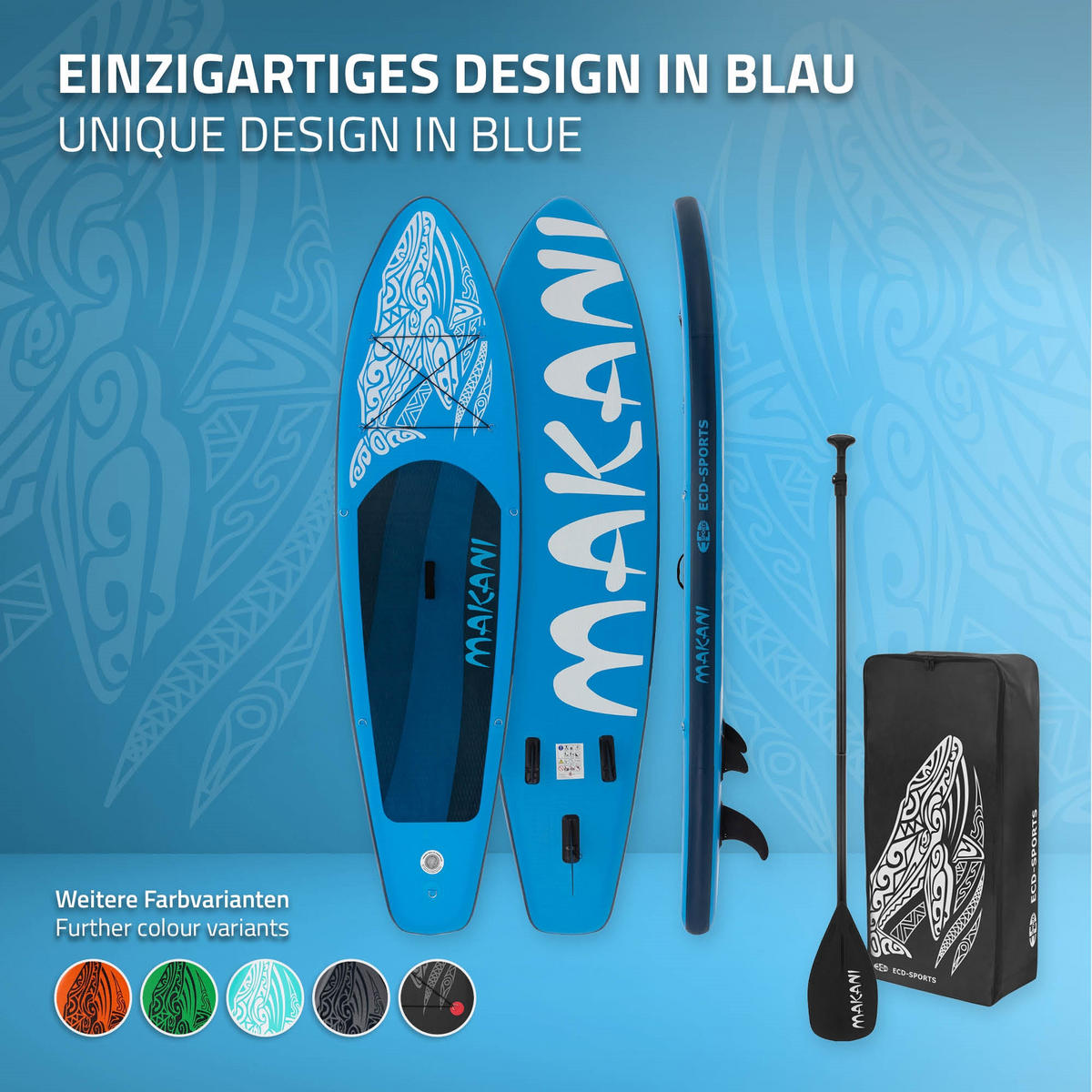 STAND UP PADDLE BOARD Makani Blau - Blau, Kunststoff (320/80/15cm) - ECD-Germany