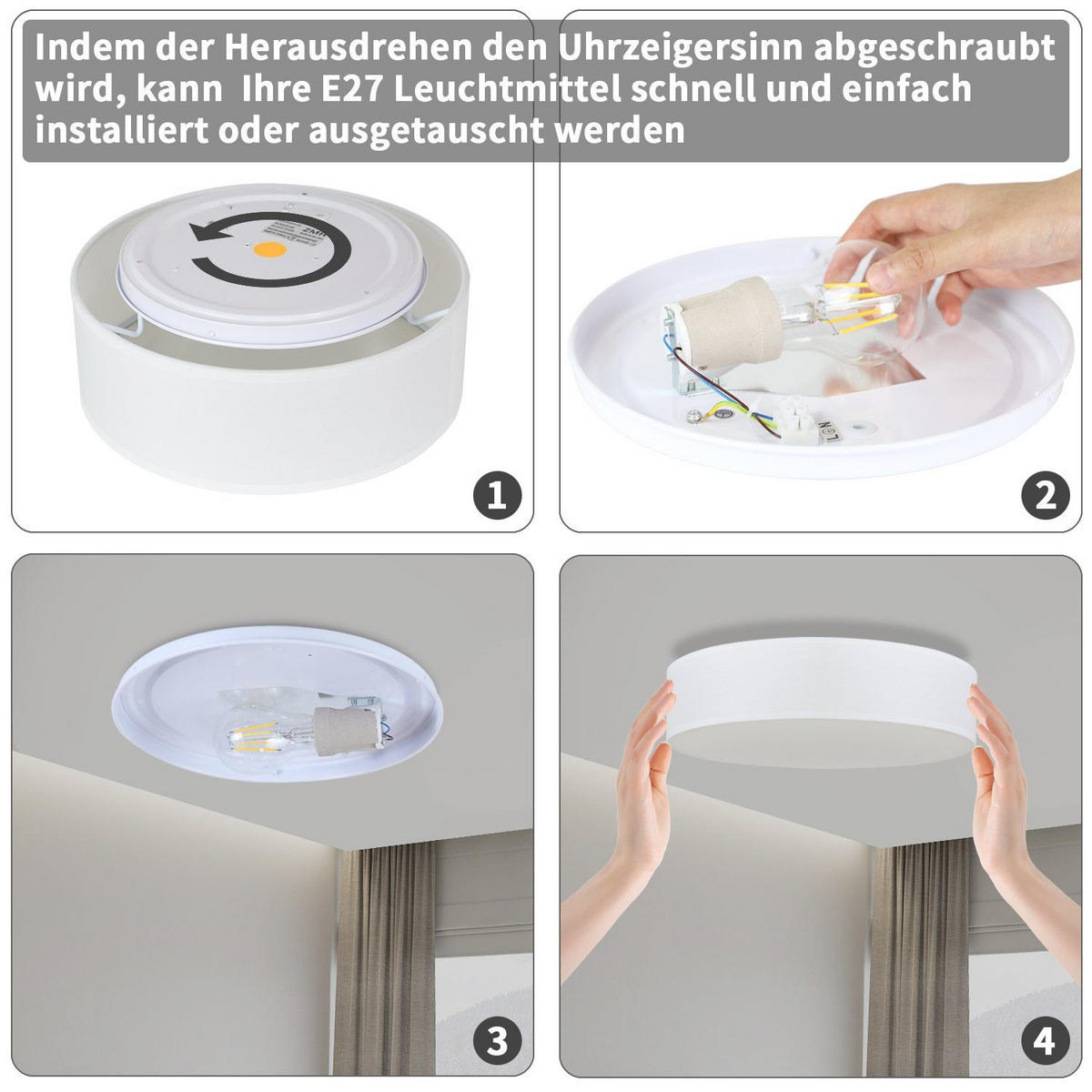 LED-DECKENLEUCHTE Booker 30/30/10 cm - Weiß, Textil (30/30/10cm) - Nettlife