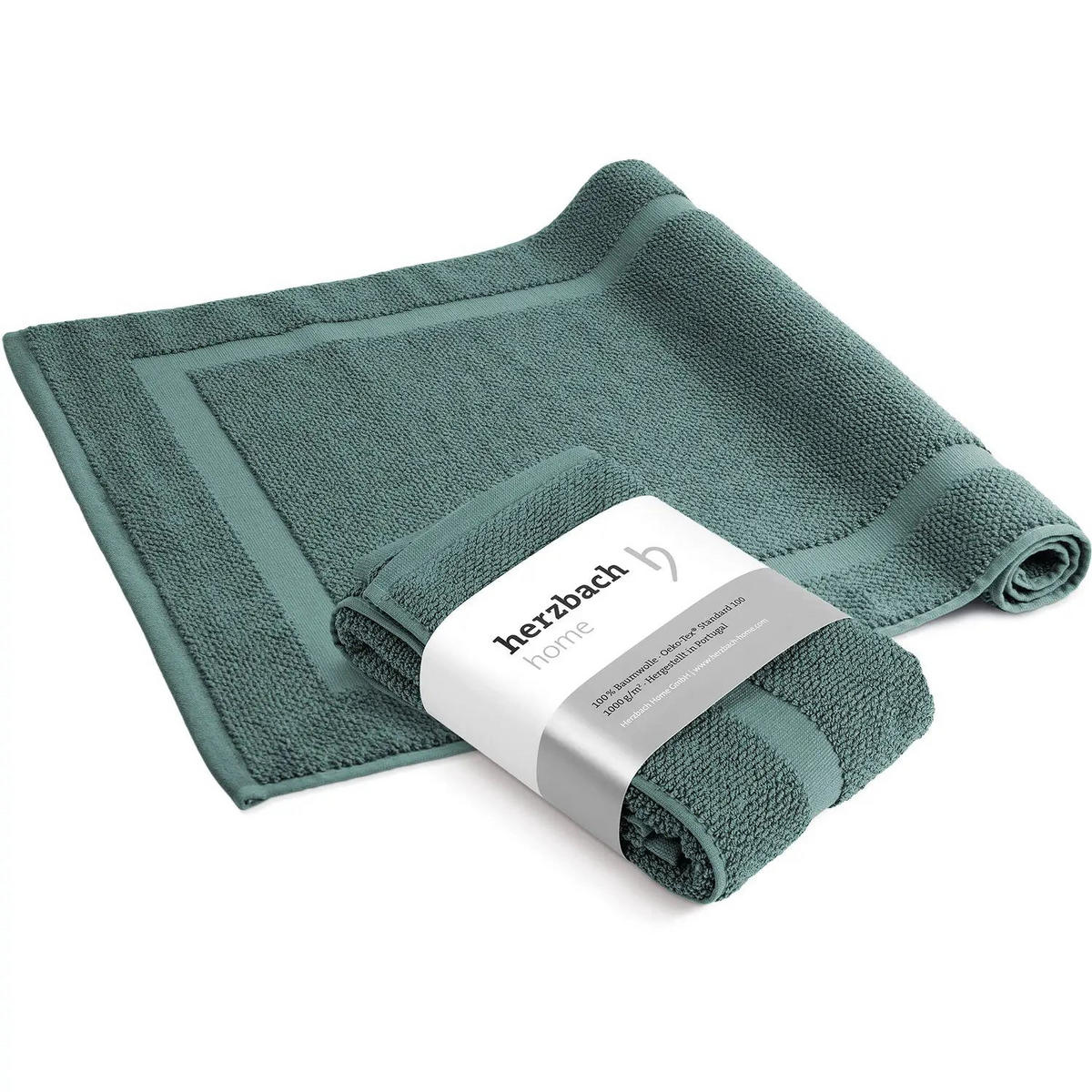 BADVORLEGER Spa 2er Set 50 x 80 Grün - Dunkelgrün, Textil (50/80cm) - Herzbach Home