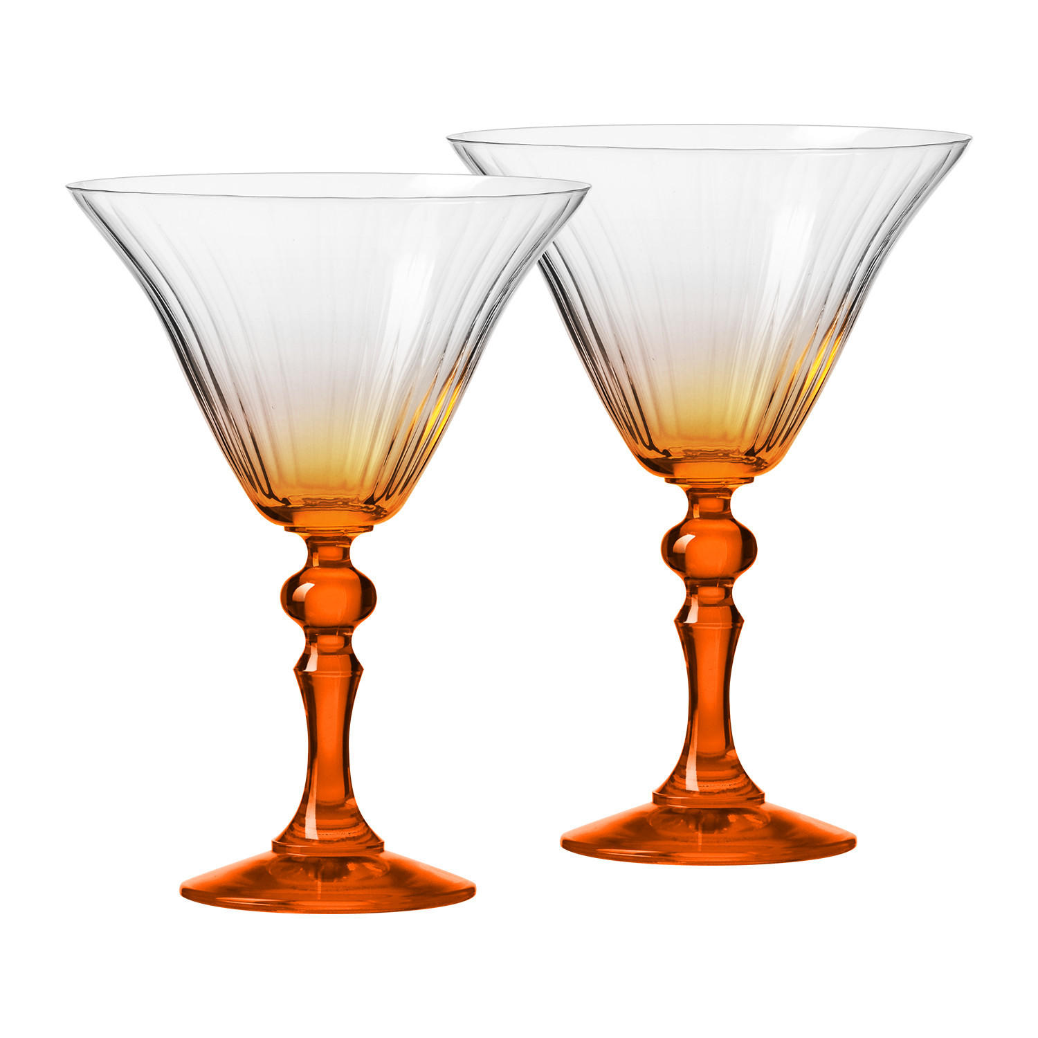 COCKTAILGLÄSER BUBBLE CELEBRATION MOMENTS MIT ORANGEFARBENEM STIEL, 2ER-SET, 170 ML - Transparent, Glas (0.17L) - Krosno Glass