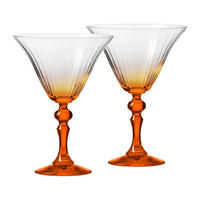 COCKTAILGLÄSER BUBBLE CELEBRATION MOMENTS MIT ORANGEFARBENEM STIEL, 2ER-SET, 170 ML - Transparent, Glas (0.17L) - Krosno Glass