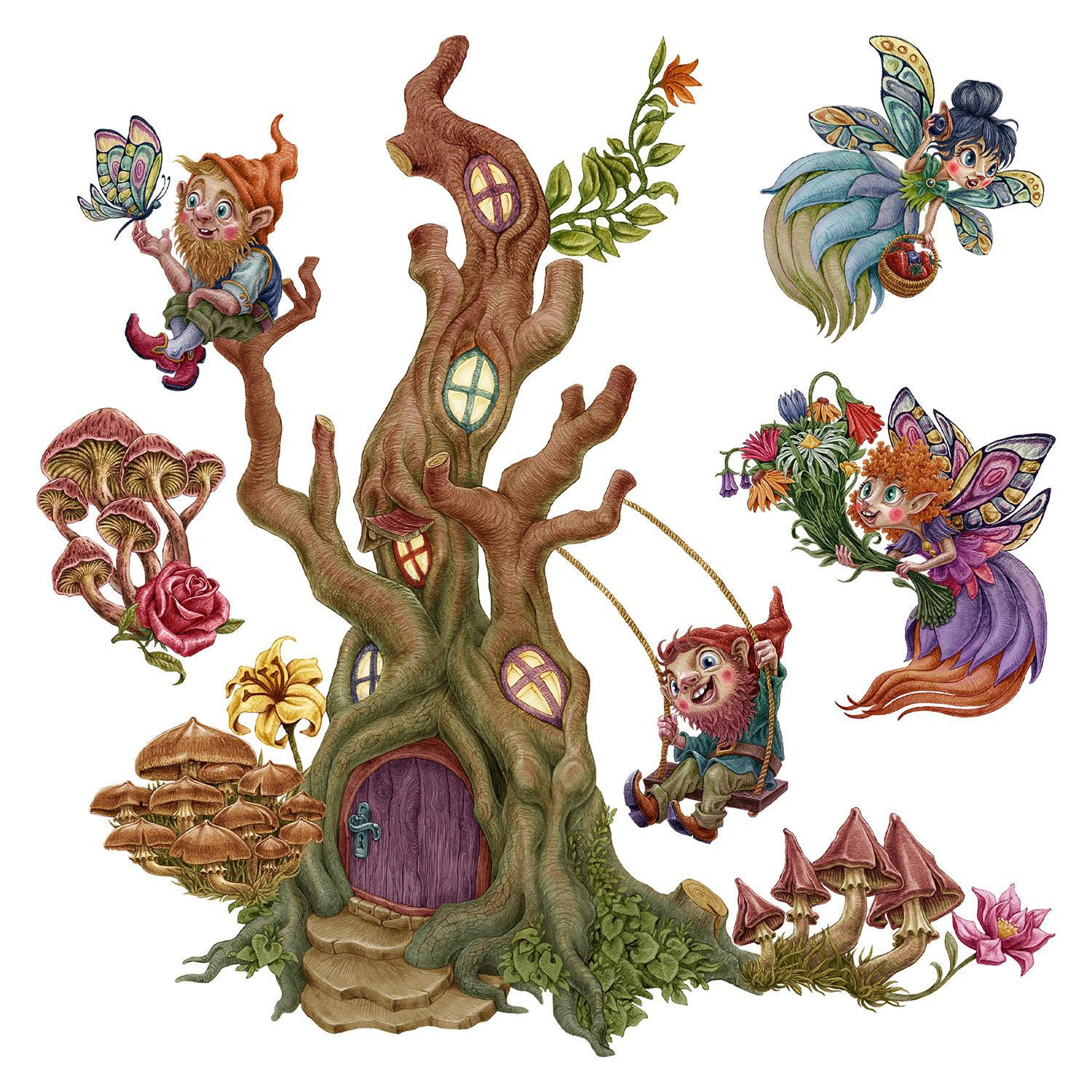 WANDAUFKLEBER 100x104cm - Feenwald - Multicolor, Kunststoff (100/104/0.1cm) - Wallfluent