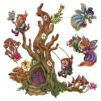 WANDAUFKLEBER 100x104cm - Feenwald - Multicolor, Kunststoff (100/104/0.1cm) - Wallfluent