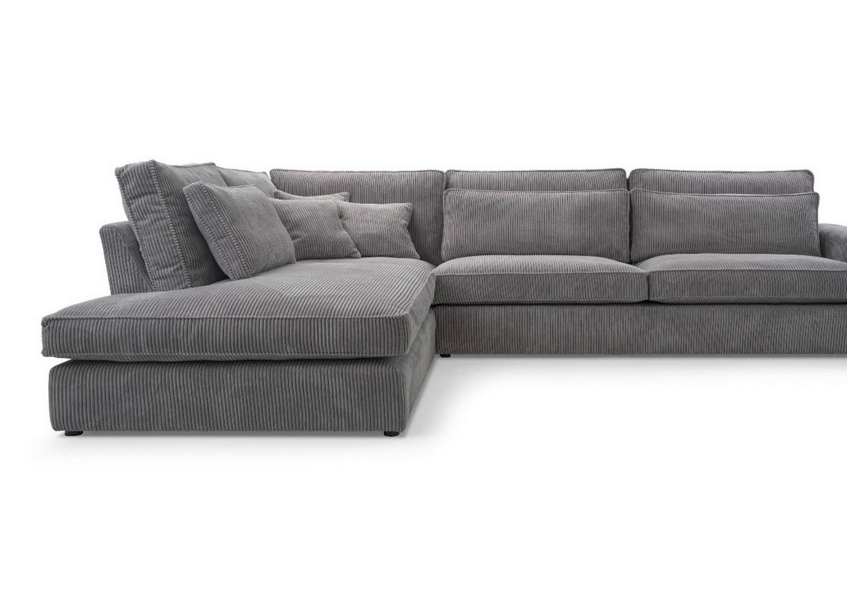 ECKSOFA Comforto MINI CORD 280 x 224 cm Ausrichtung links - Dunkelgrau, Textil (224/280cm) - AN-Moebel 4u