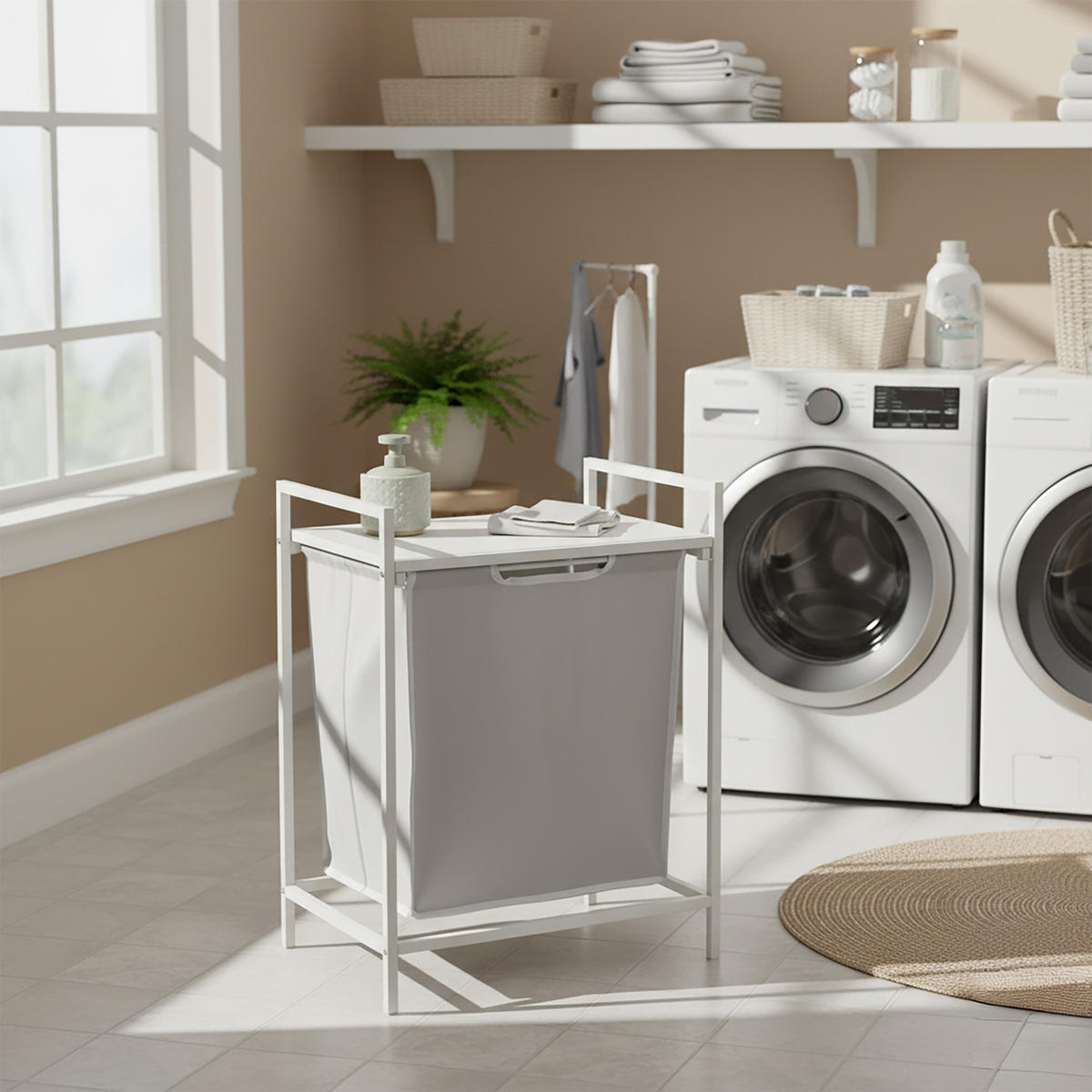 WÄSCHESAMMLER - Multicolor, Holzwerkstoff/Textil (50/72/33cm) - Relaxdays