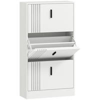 SCHUHSCHRANK MDF Weiß - Schwarz/Weiß, Holzwerkstoff/Metall (24/117/63cm) - HOMCOM