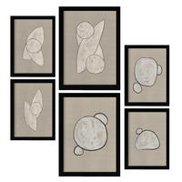 POSTER Set Mit 6 Kosmische Kontur In Form Abstracts Ästhetische Dekorative Gemälde Für Ihr Wohnzimmer, Schlafzimmer, Zuhause A3 & A4 Schwarzer Rahmen - Schwarz, Papier (29/3cm) - Nacnic