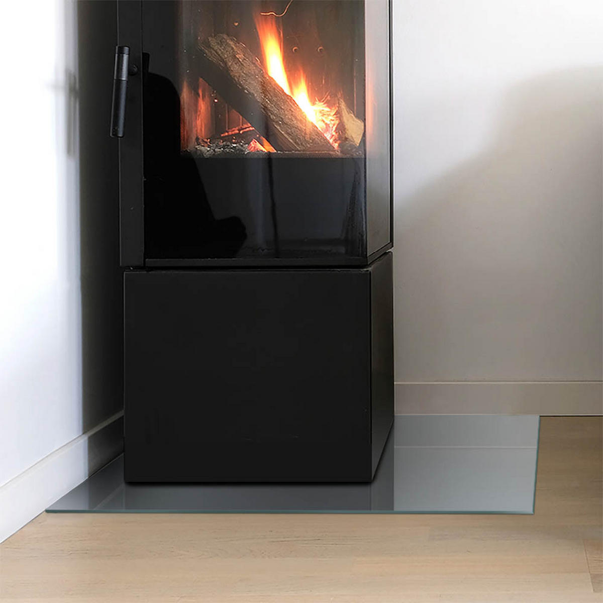 GLASPLATTE für Kamin 60x40 cm Grau - Grau, Glas (60/40/0.4cm) - ArtPrintCave