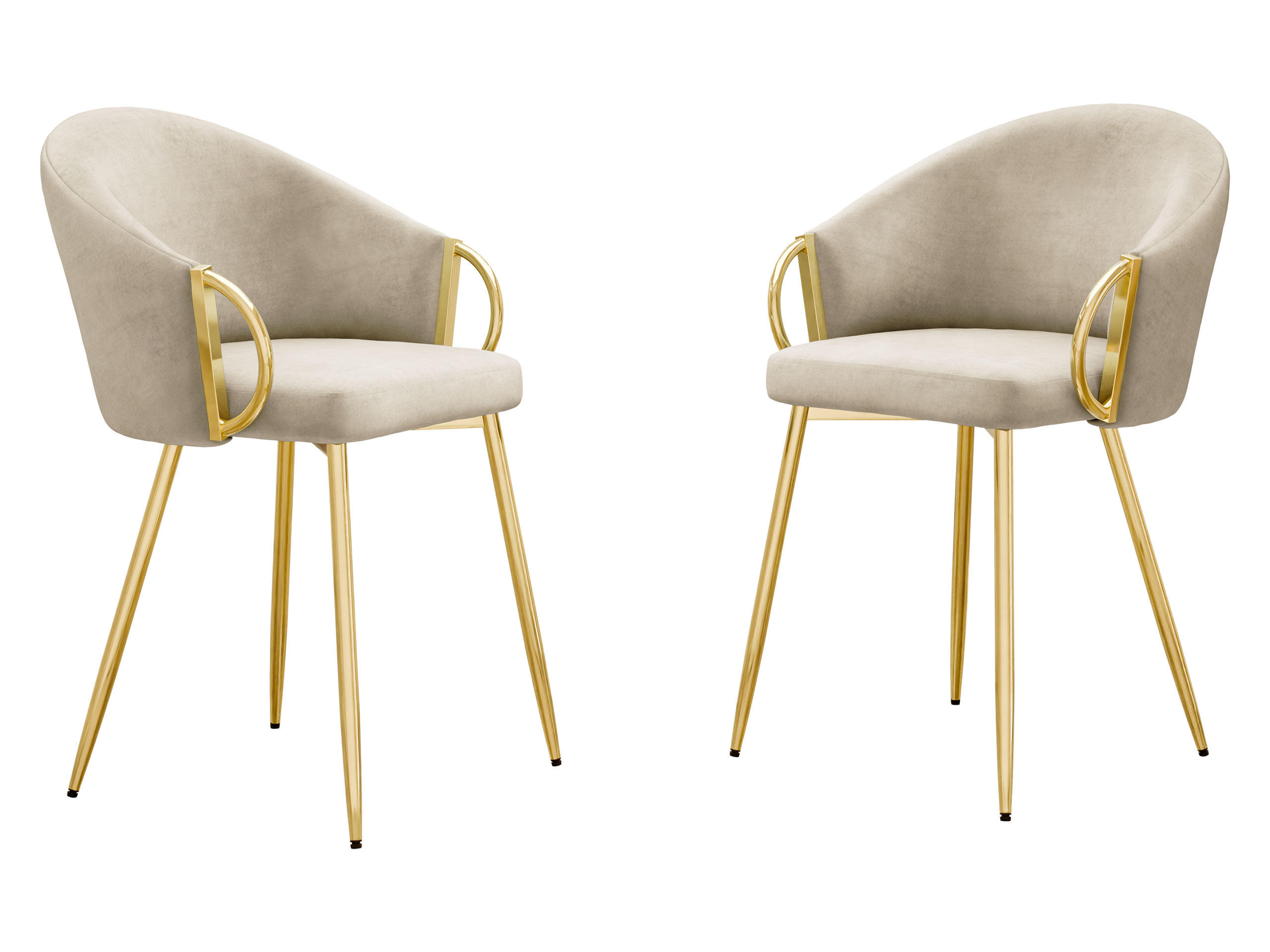 STUHL 2er-Set Muz DC-1171 (2 Stück in Samt) - Beige/Goldfarben, Textil/Metall (54/76/41cm) - MIRJAN24