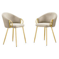 STUHL 2er-Set Muz DC-1171 (2 Stück in Samt) - Beige/Goldfarben, Textil/Metall (54/76/41cm) - MIRJAN24