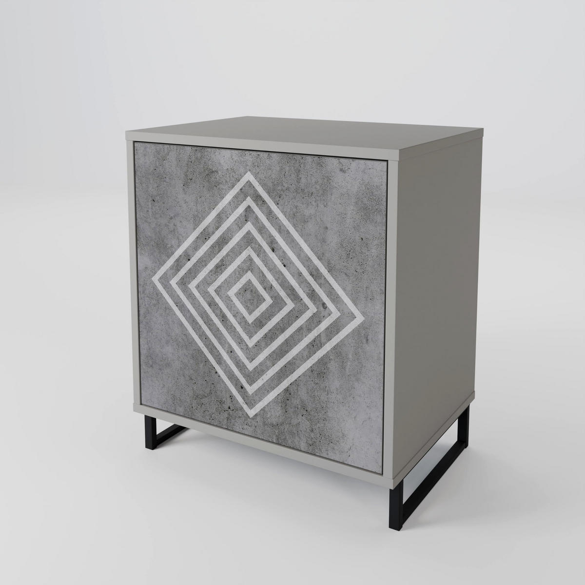 SIDEBOARD POLYGONAL ARTISTRY, Grau, 57,5x42x57,5 cm, Ohne Füße - Multicolor/Grau, Holzwerkstoff (57.5/57.5/42cm) - SpaceRebels