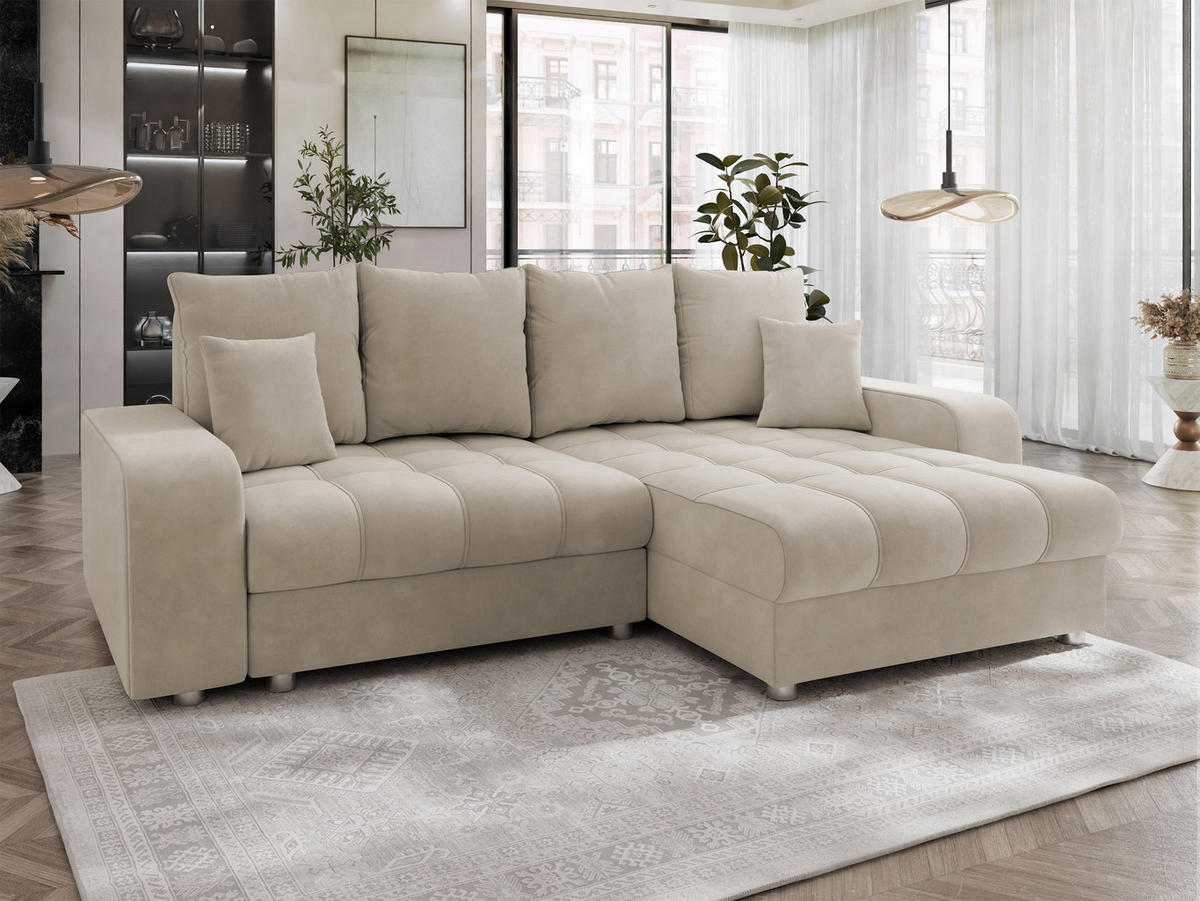 ECKSOFA Kronos - Beige/Silberfarben, Holz/Textil (250/166cm) - MIRJAN24