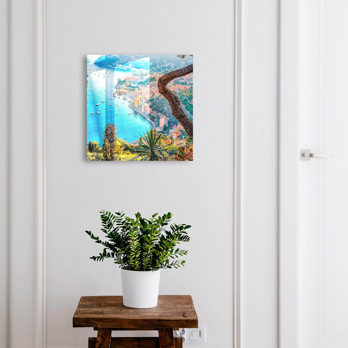SCHLÜSSELBOX Schwarz 30x30 cm- Türöffnung nach rechts - Ferienlandschaft - Blau, Metall (30/30/5cm) - TULUP