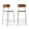 BARHOCKER (Set aus 2) aus Stoff mit schwarzen Metallbeinen - adriana 42/48/66 cm - Beige, Textil (48/66/42cm) - Calicosy