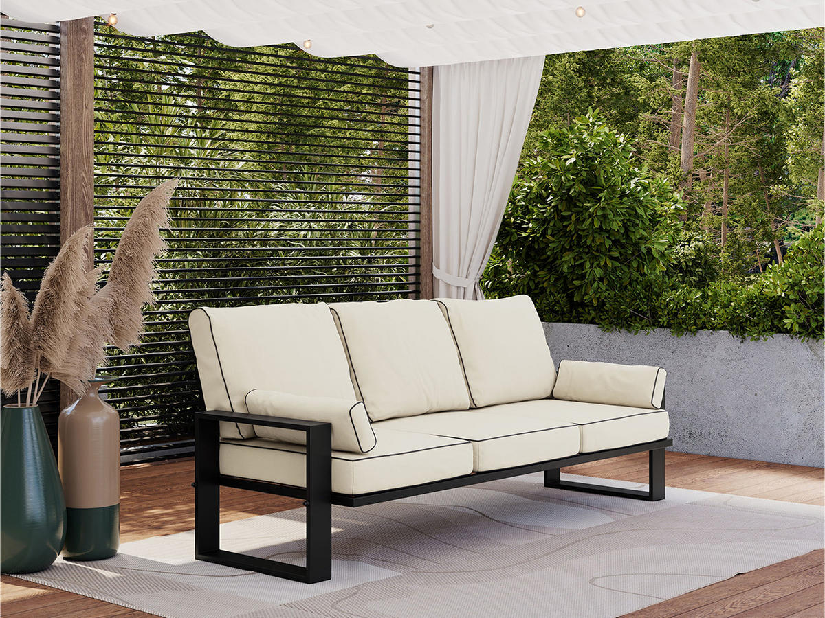 GARTENSOFA Elba 3 Sitzer - Beige - Beige, Textil (215/90/87cm) - MKS