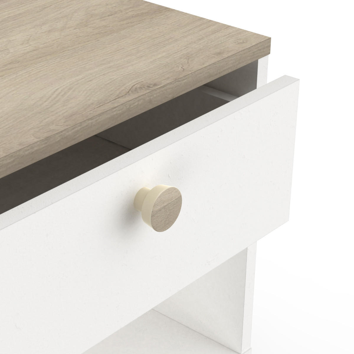 NACHTTISCH 1 schublade - izzy 43,2/36,2/39,7 cm - Weiß, Holzwerkstoff (36.2/39.7/38.2cm) - Calicosy