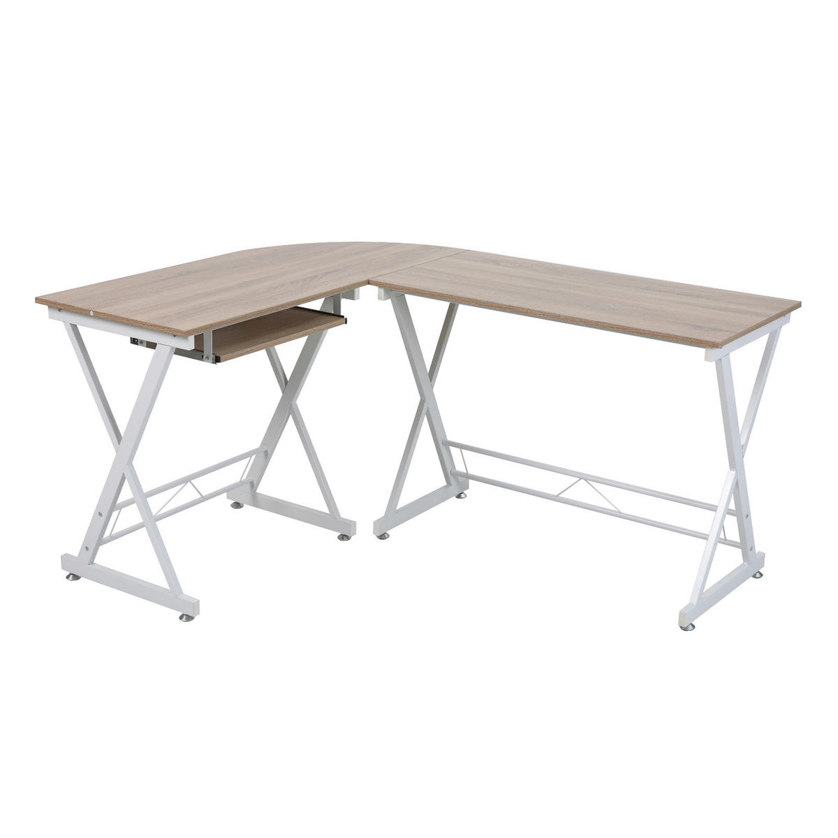ECKSCHREIBTISCH ECKHART Eiche-Optik - Eichefarben, Metall (150/50/75cm) - SVITA