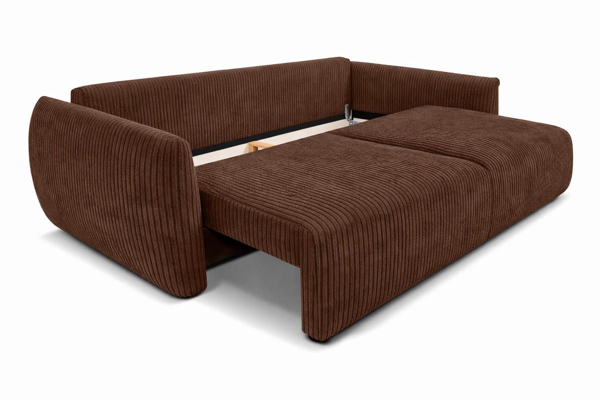 SOFA Mit Schlaffunktion Und Bettkasten, Cordstoff Poso, Braun, Zephira - Braun, Holz (238/87/102cm) - Kaiser Möbel