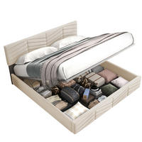 POLSTERBETT 140/200 cm beige mit höhenverstellbarem Kopfteil und Lattenrost - Beige, Textil (140/200cm) - OKWISH