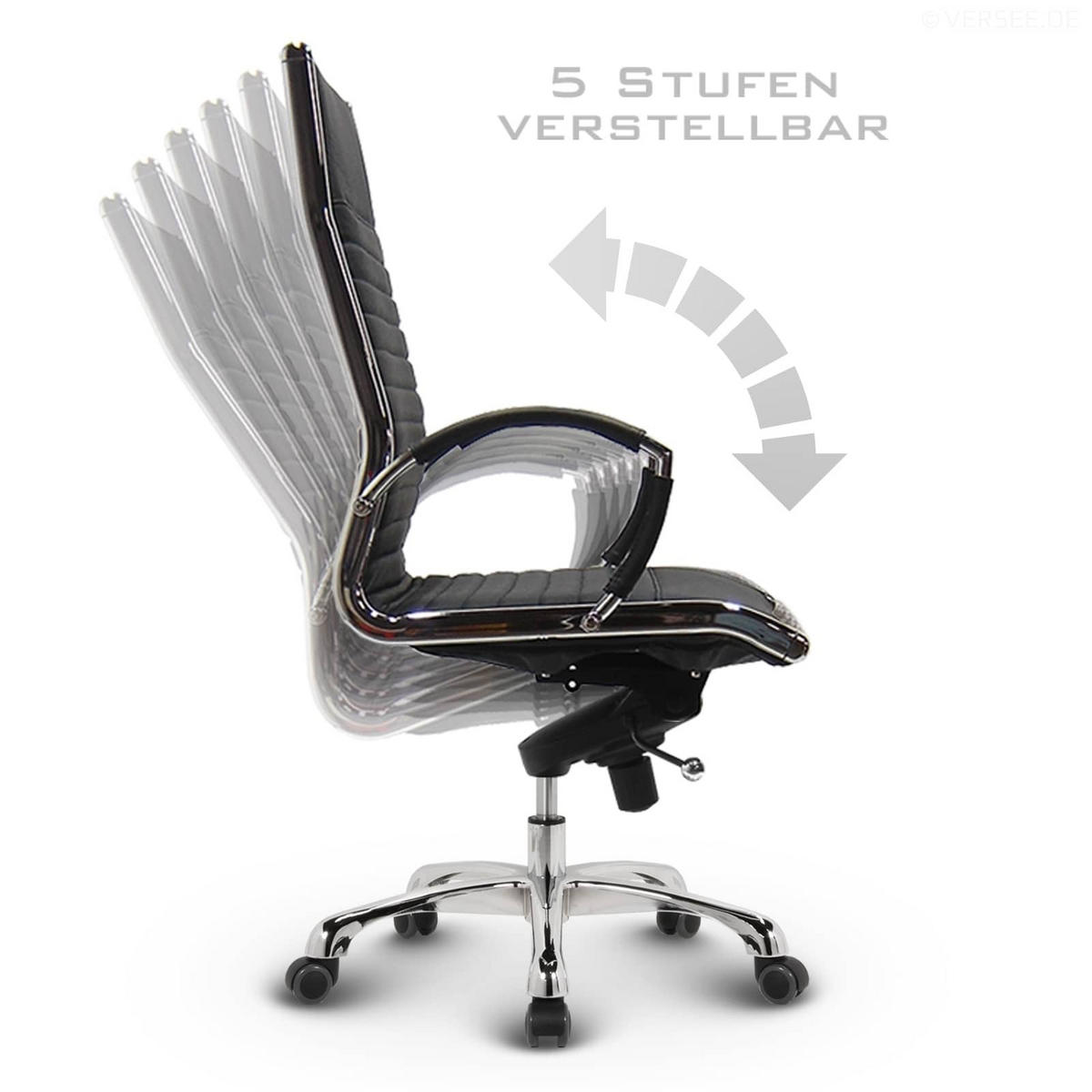 BÜROSTUHL Montreal Echtleder Blau – ergonomisch, 150 kg belastbar, Sitzhöhe 52-64cm - Blau, Leder/Metall (60/121/60cm) - Versee