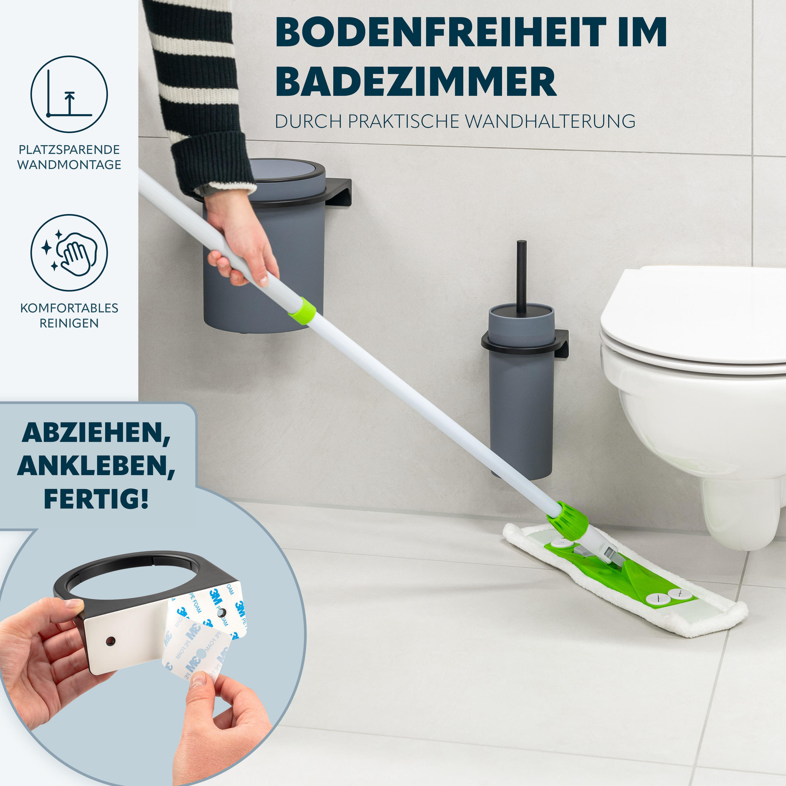 Thumbnail - bremermann Wc-Garnitur, Grau, Kunststoff, 10x36.5x10 cm, Badezimmer, WC Ausstattung, WC Bürstengarnituren