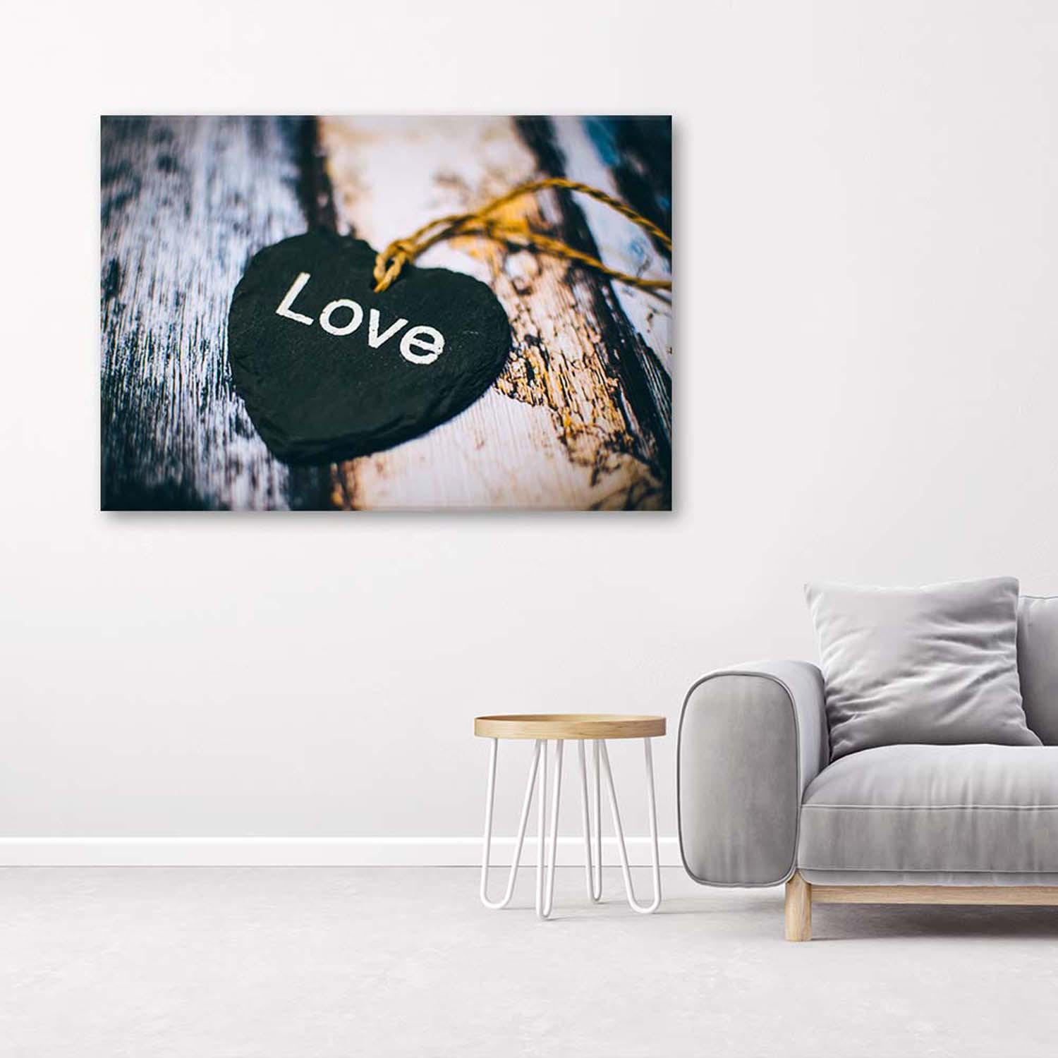 LEINWANDBILD Anhänger mit Love-Inschrift 100x70cm - Braun, Textil (100/70cm) - Feeby