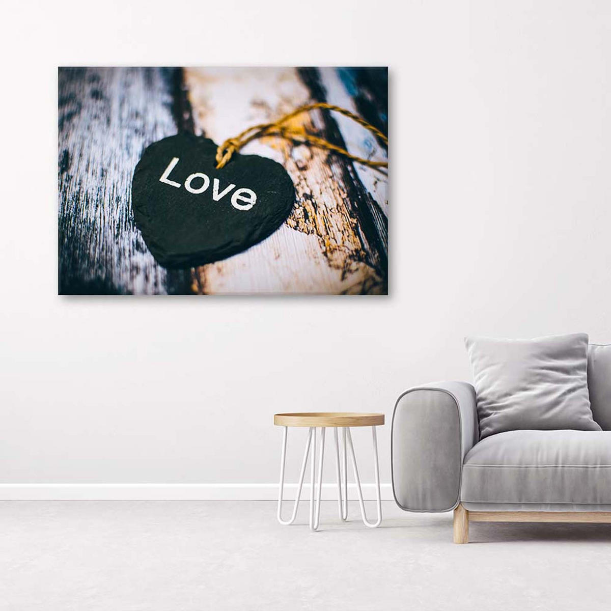 LEINWANDBILD Anhänger mit Love-Inschrift 100x70cm - Braun, Textil (100/70cm) - Feeby