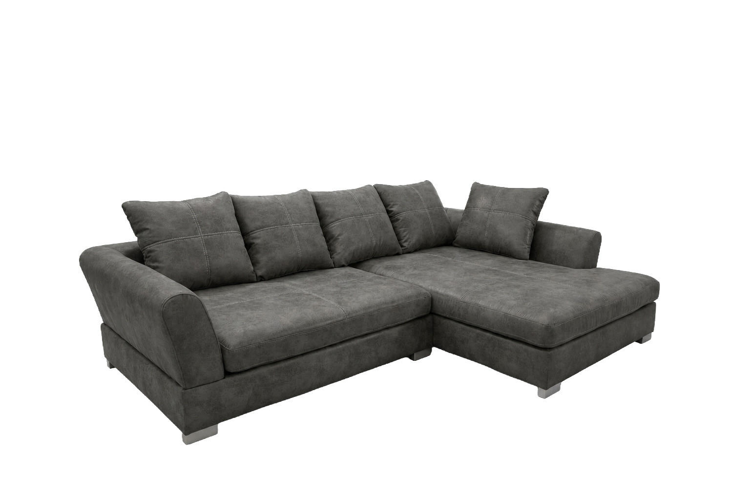 ECKSOFA L-Form, Möbelbezugsstoff Gobi, Dunkelgrau, Rechts, ANNA - Dunkelgrau, Holz (290/182cm) - Kaiser Möbel