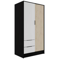 KLEIDERSCHRANK NELIA - 120 cm - Schwarz/Weiß, Holzwerkstoff (102/200/51cm) - ALTDECOR